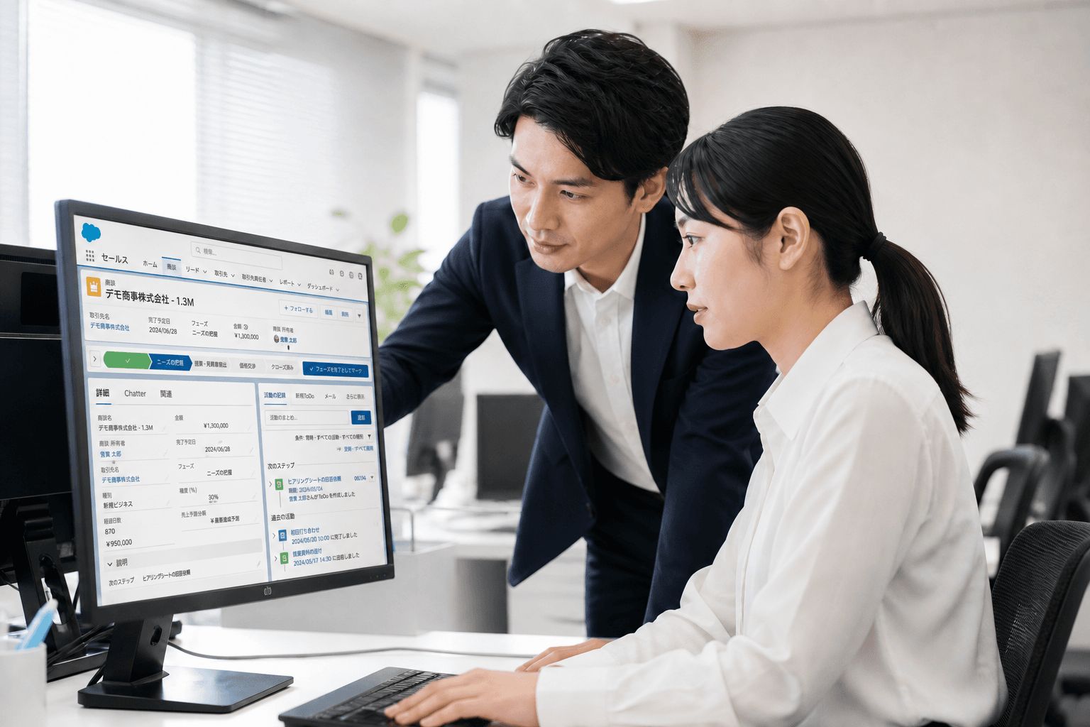 日々の業務でシステムを使う担当者を支援するイメージ(AI生成・画面再現イメージ)